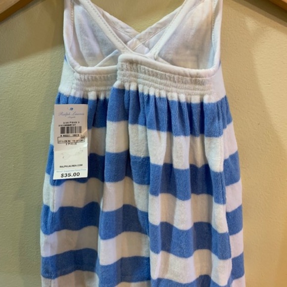 NWT'S Ralph Lauren Terry Cloth Blue/ White Stripe Halter Dress- 2 Piece 12 MTH - Picture 3 of 4